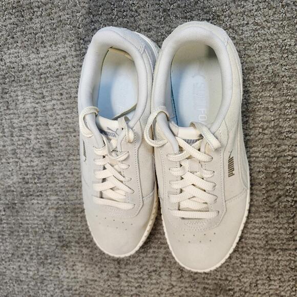 Puma Carina Sneakers 2.0 Ivory Lace Up Suede Women's Size 8 - Picture 10 of 12